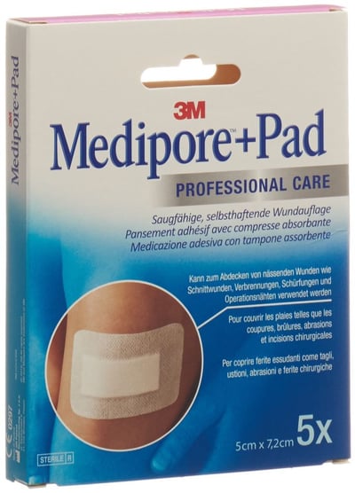 3M Medipore+Pad 5x7.2cm compresse 2.5x3.8cm 5 pce