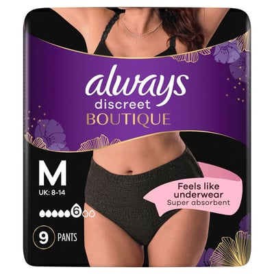always Discreet Boutique Inkontinenz Pants M schwarz 9 Stk