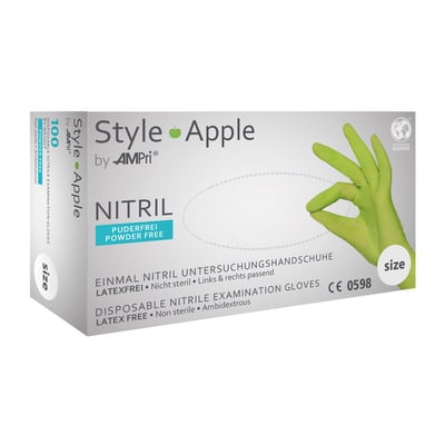 Ampri Gants en nitrile jetables Style L sans latex apple box 100 pce