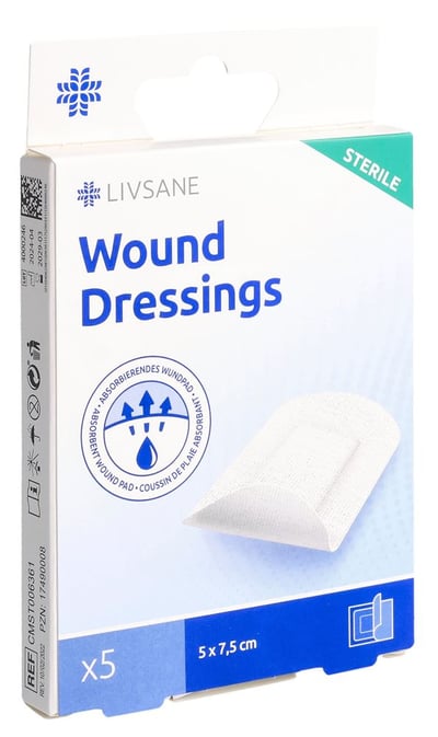 Livsane Sterile Wound Dressings 5x7.5cm 5 pce