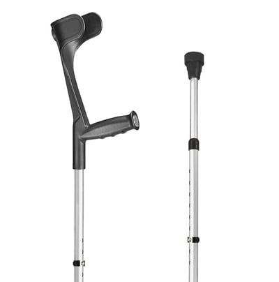 Sahag béquille poignée ergo dure 76-96cm alu noir -140kg réglage par clip 2 réflecteurs 1 paire