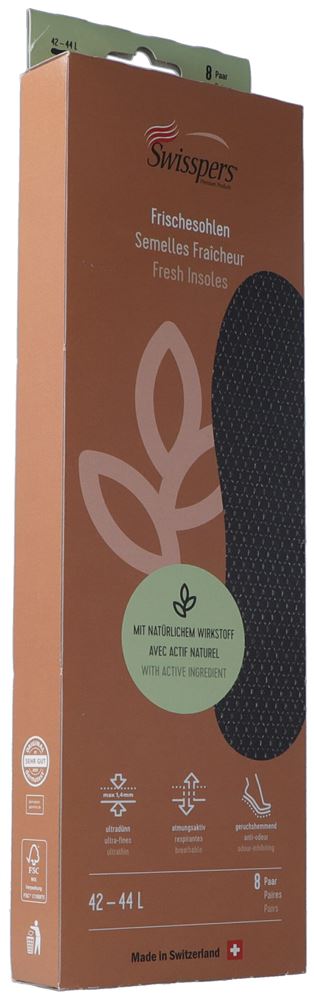Swisspers semelles fraîcheur L 44 noir 8 paire