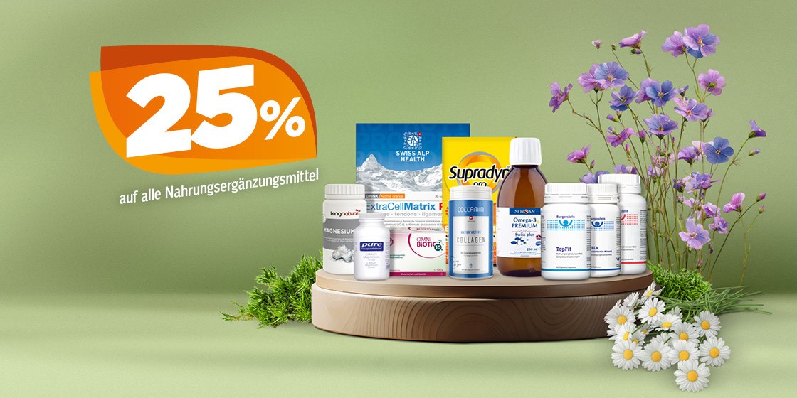 25% Rabatt auf alle Nahrungsergänzungsmittel 
