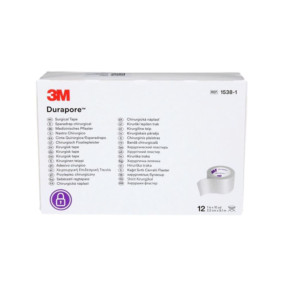 3M Durapore sparadrap en soie 25mmx9.14m 12 pce