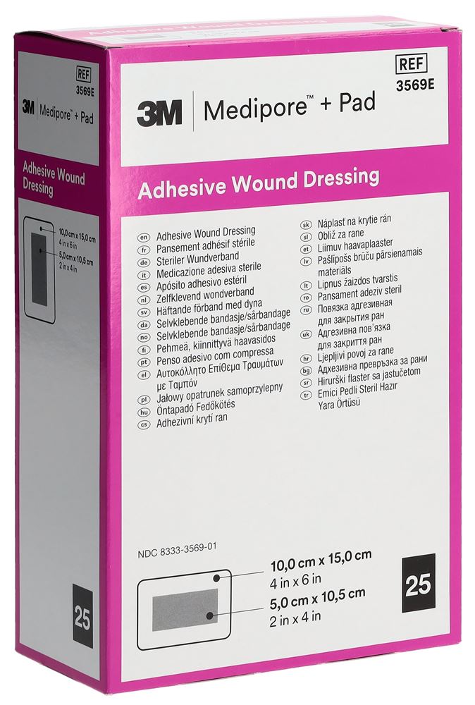 3M Medipore+Pad 10x15cm compresse 5x10.5cm 25 pce