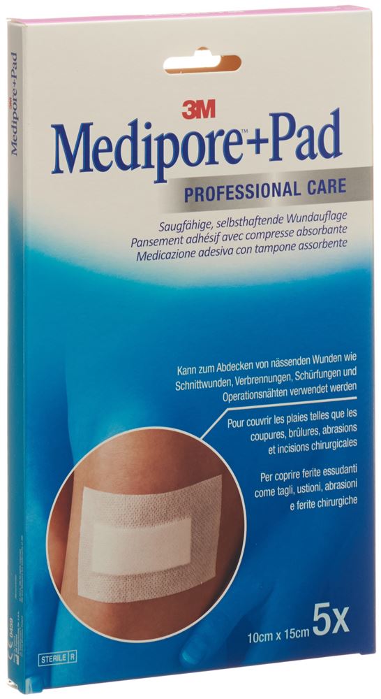 Image of 3M Medipore+Pad 10x15cm Wundkissen 5x10.5cm 5 Stk