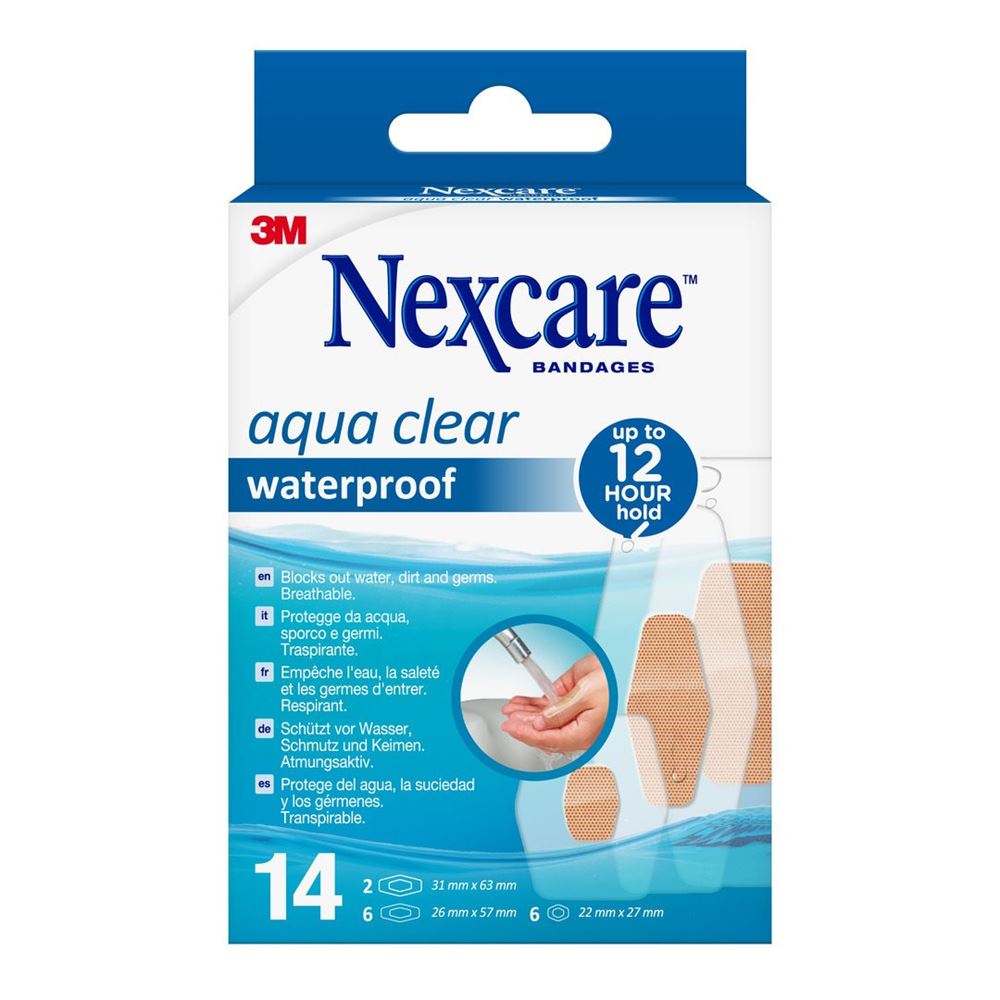 3M Nexcare Aqua Clear waterproof 3 tailles assorties 14 pce