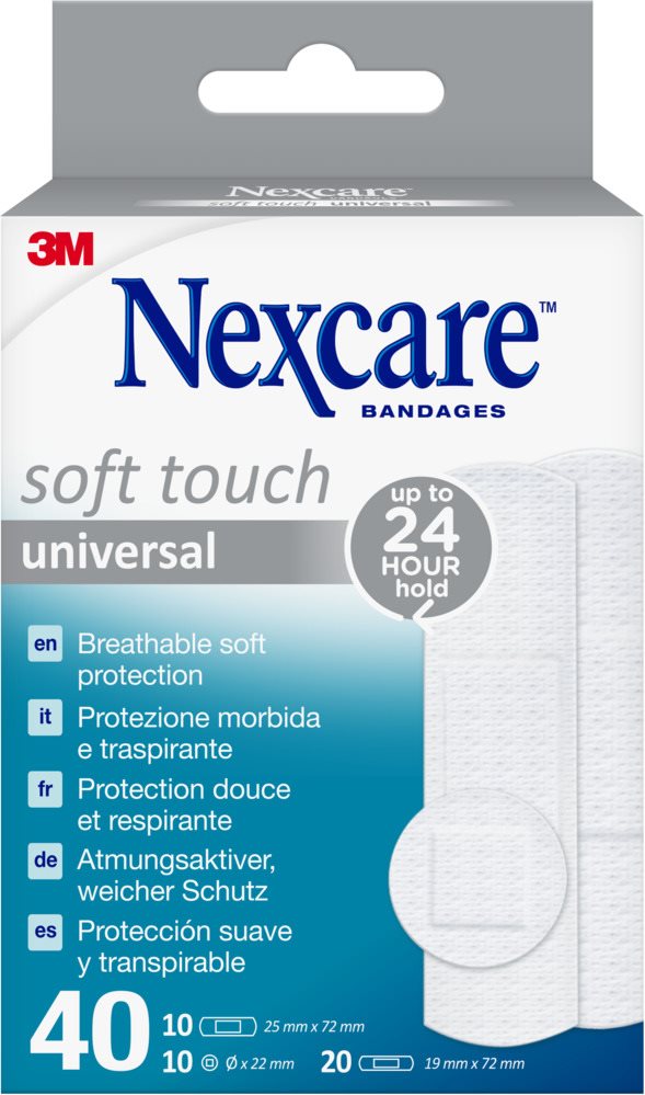 Image of 3M Nexcare Soft Touch universal Pflaster 3 Grössen gemischt 40 Stk