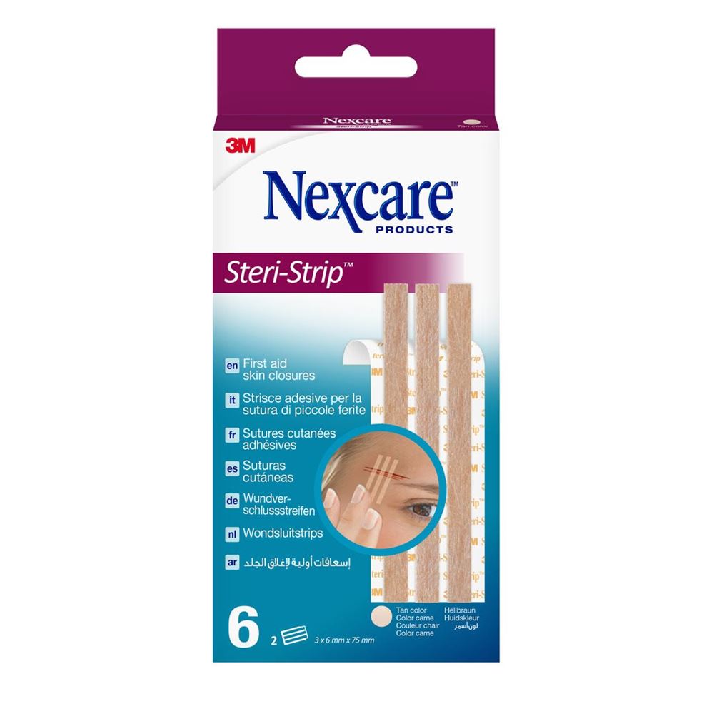 Image of 3M Nexcare Steri Strip Wundverschlussstreifen 6x75mm beige 6 Stk