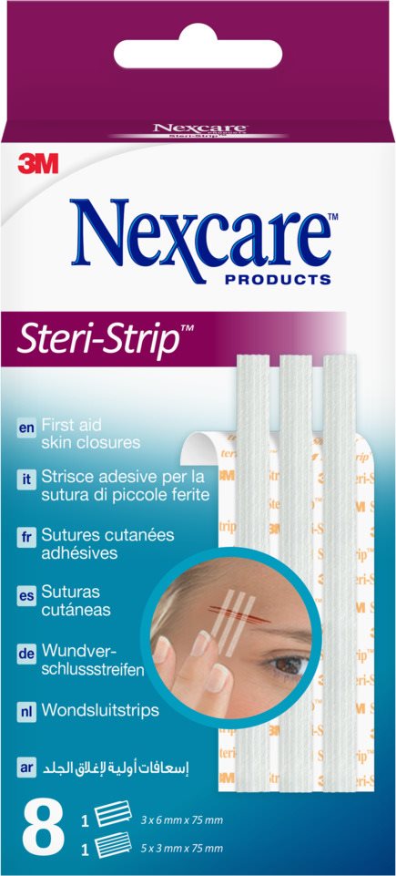 Image of 3M Nexcare Steri Strip Wundverschlusstreifen Pack weiss 2 Grössen gemischt 8 Stk