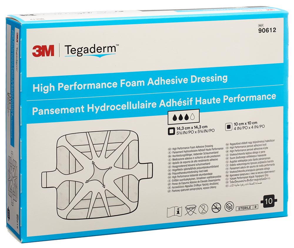 Image of 3M Tegaderm Foam HP Schaumkompresse 10x10cm adhesive 10 Stk