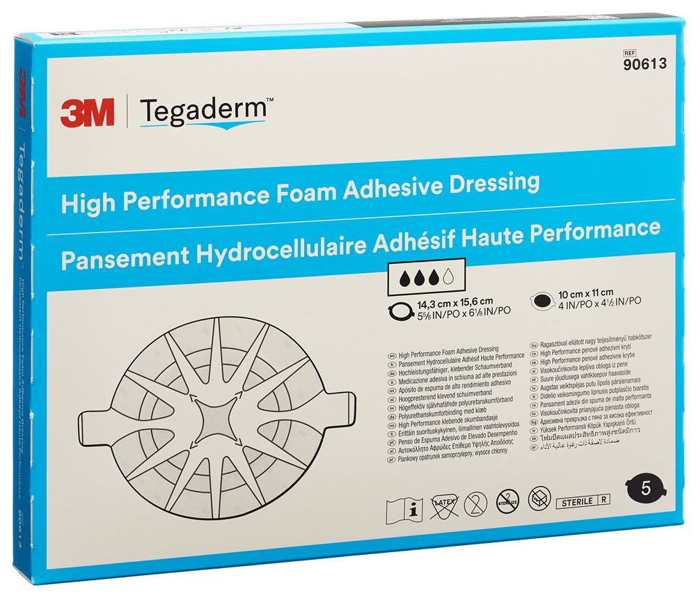Image of 3M Tegaderm Foam HP Schaumkompresse 10x11cm adhesive 5 Stk