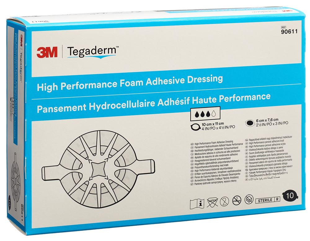 Image of 3M Tegaderm Foam HP Schaumkompresse 6x7.6cm adhesive 10 Stk