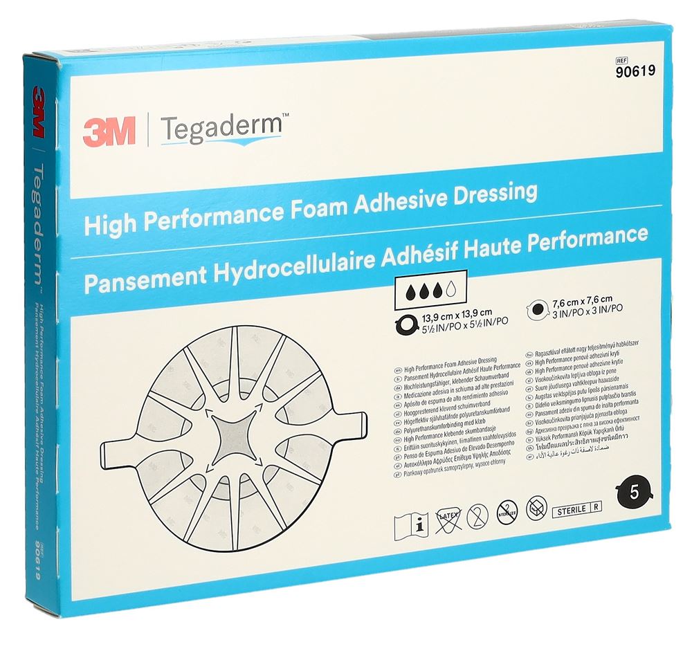 Image of 3M Tegaderm Foam HP Schaumkompresse 7.6x7.6cm adhesive 5 Stk