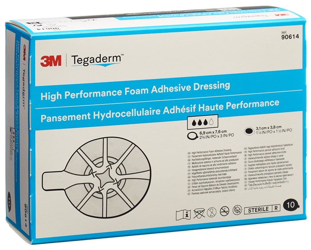 Image of 3M Tegaderm Foam HP Schaumkompresse Mini oval adhesive 10 Stk