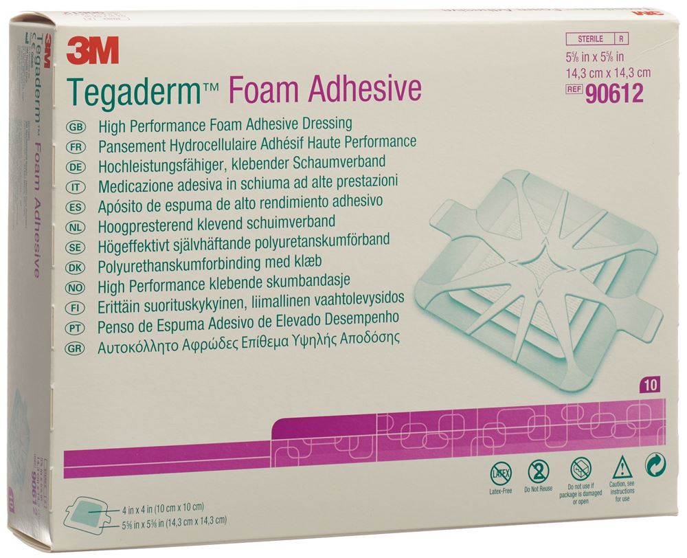 Image of 3M Tegaderm Foam Schaumkompresse 10x10cm adhesive 10 Stk