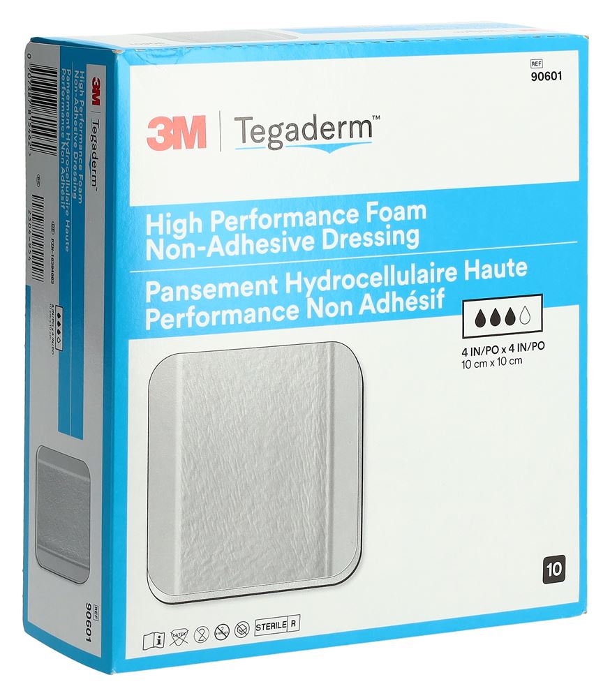 Image of 3M Tegaderm High Performance Foam Schaumkompresse 10x10cm non adhäsiv 10 Stk