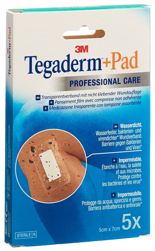 Image of 3M Tegaderm+Pad 5x7cm Wundkissen 2.5x4cm 5 Stk