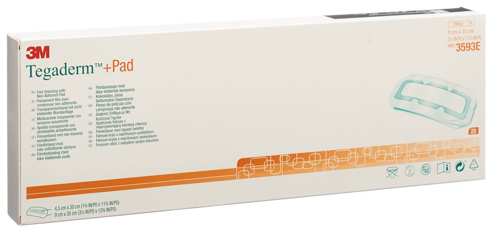 Image of 3M Tegaderm+Pad 9x35cm Wundkissen 4.5x30cm 25 Stk
