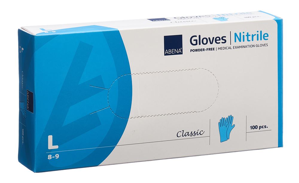 Abena Classic guanti in nitrile L 240 mm senza polvere non sterili blu 100 pezzi