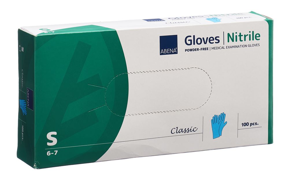 Image of Abena Classic Nitrilhandschuhe S 240mm puderfrei unsteril blau 100 Stk