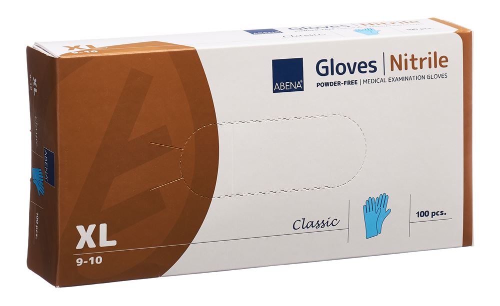 Abena Classic gants en nitril XL 240mm non poudré non stérile bleu 100 pce