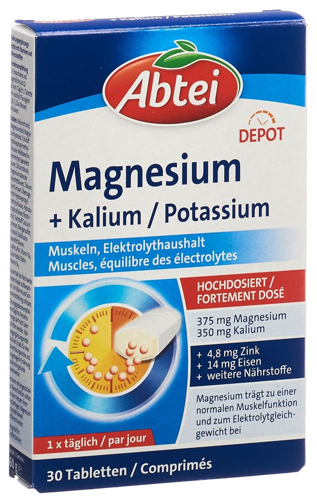 Abtei Magnesium + Kalium Depot Tabl 30 Stk