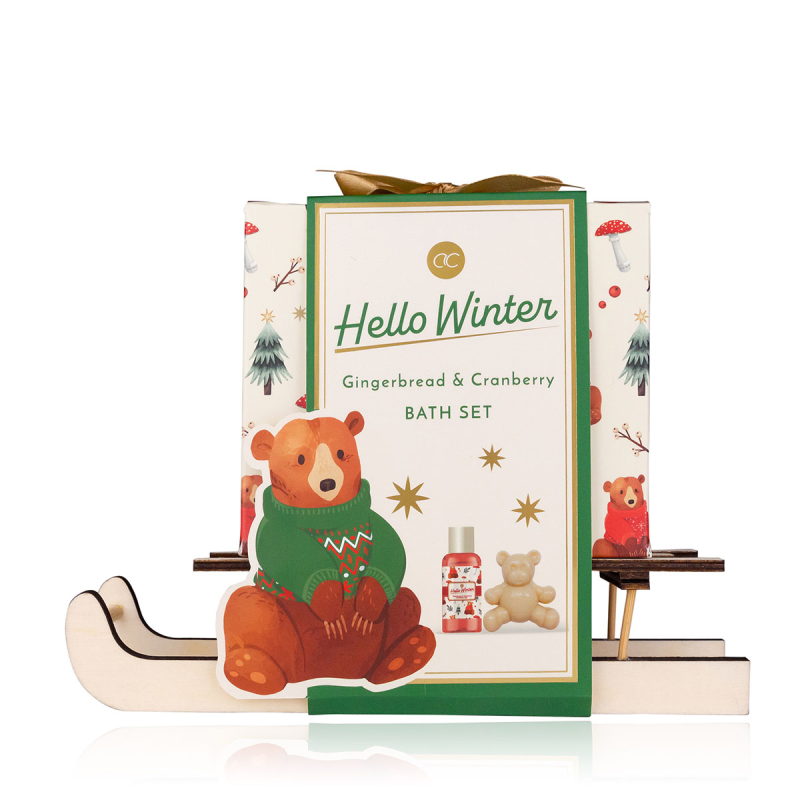 Image of Accentra Badeset Hello Winter auf Holzschlitten
