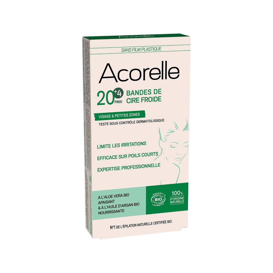 Acorelle bandes de cire froide visage 20 pièces + 4 pièces gratuit