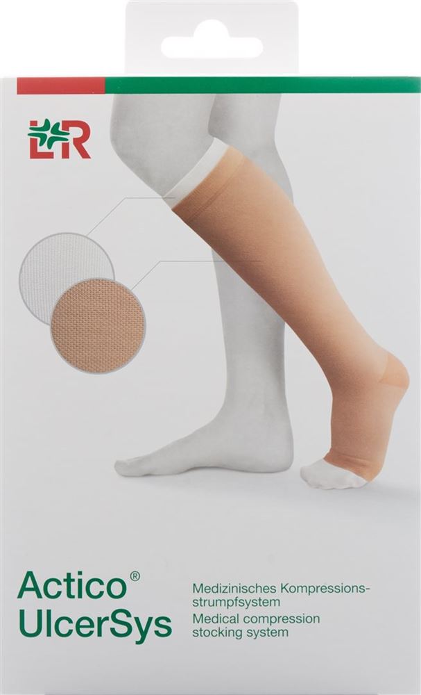 Image of Actico UlcerSys Kompressionsstrumpfsystem L lang sand/weiss