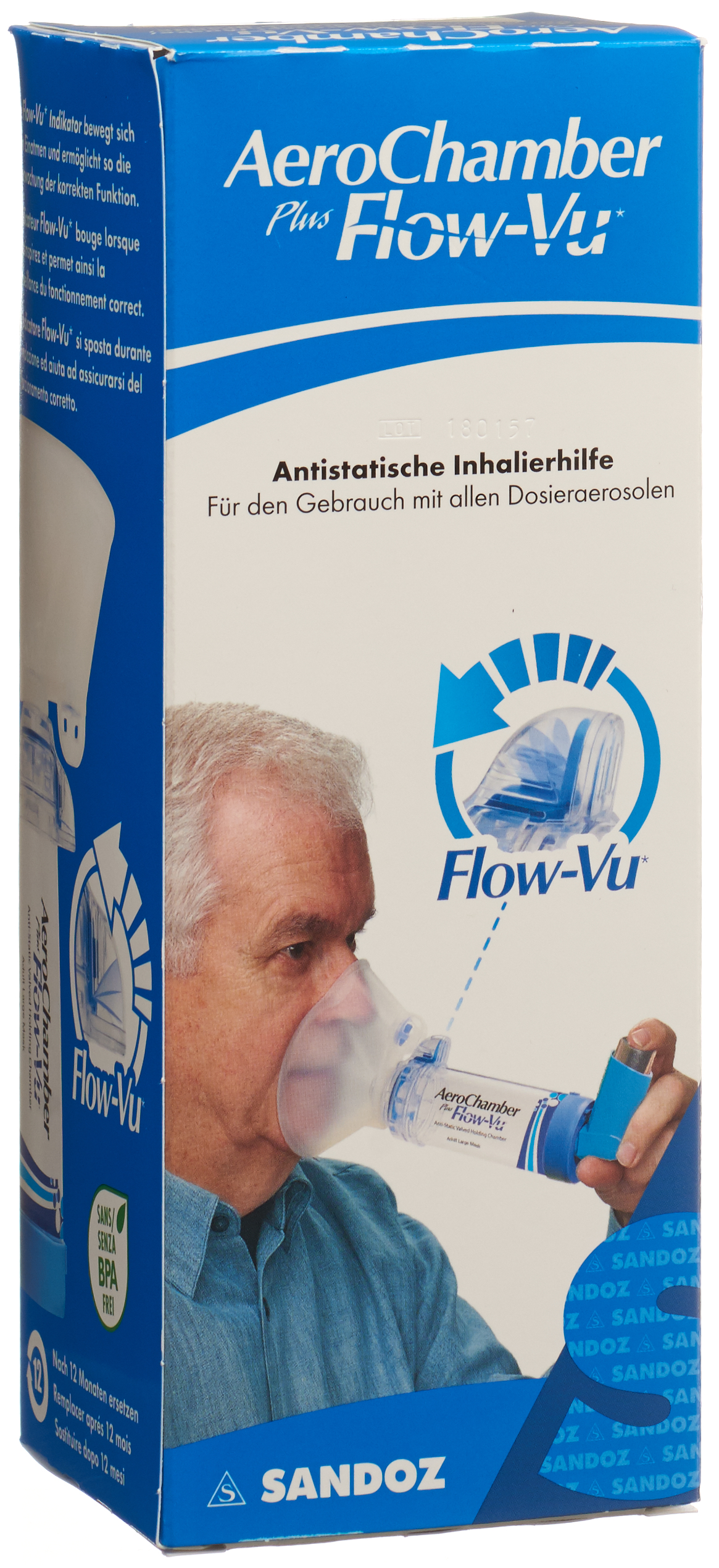 Image of AeroChamber Plus Flow-Vu grosse Maske blau