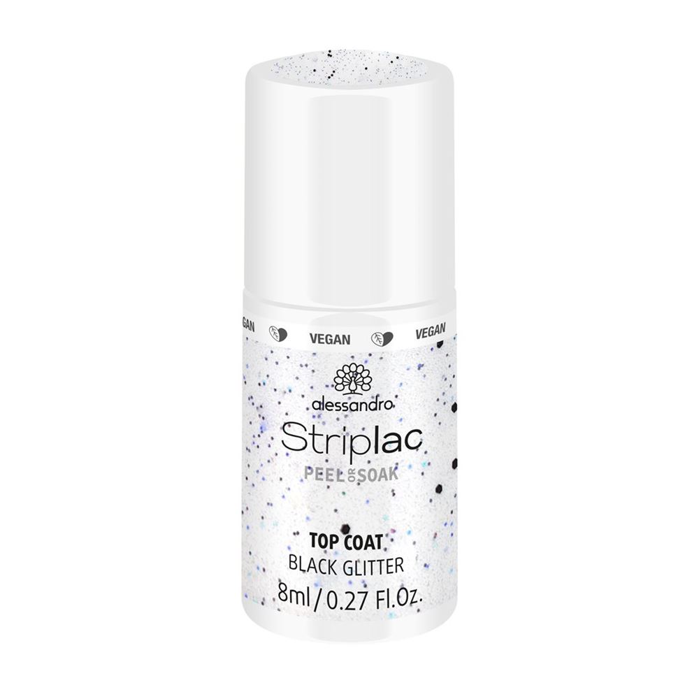 Image of Alessandro International Striplac Top Coat Black Glitter 8 ml