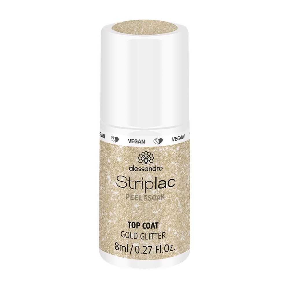 Image of Alessandro International Striplac Top Coat Gold Glitter 8 ml