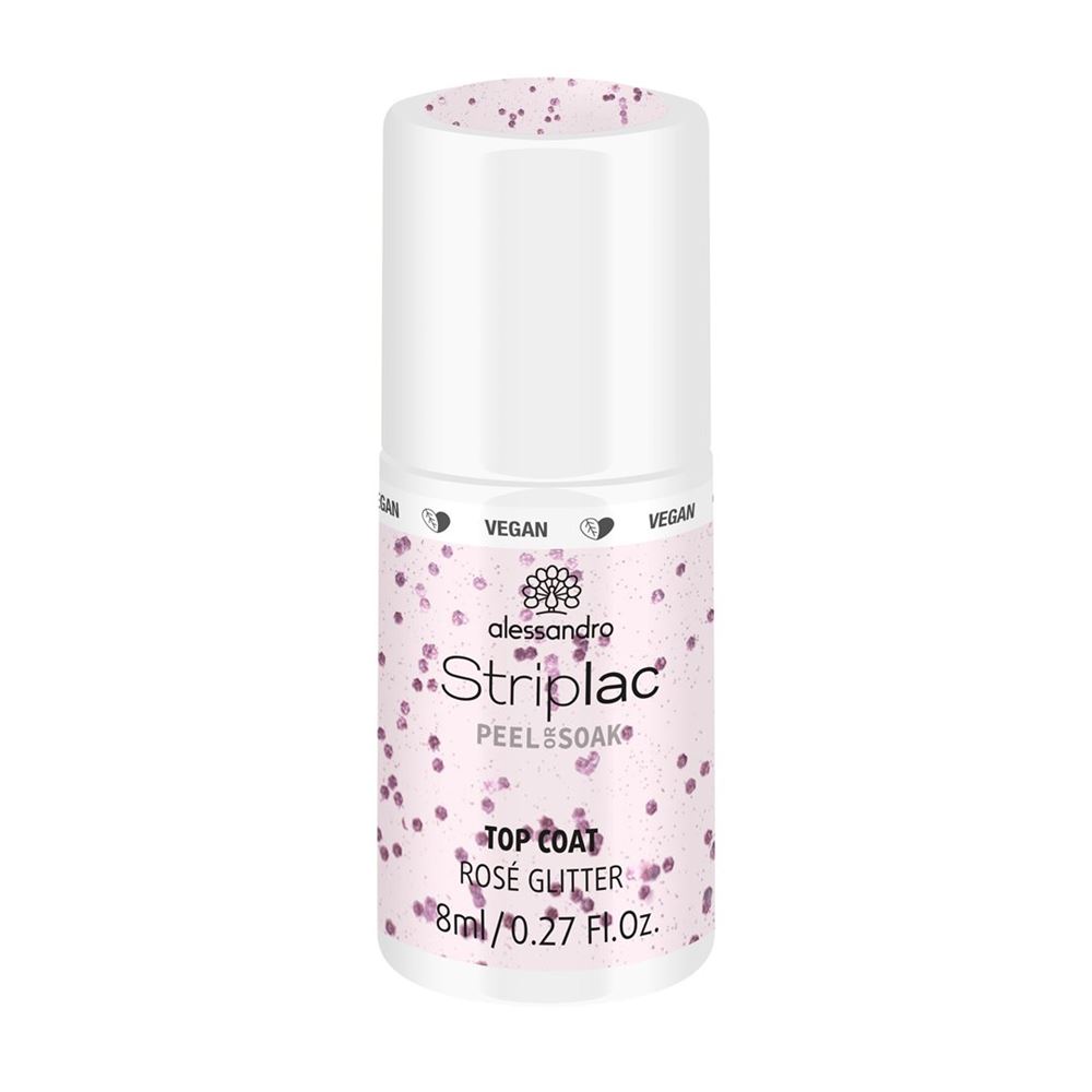 Image of Alessandro International Striplac Top Coat Rosé Glitter 8 ml