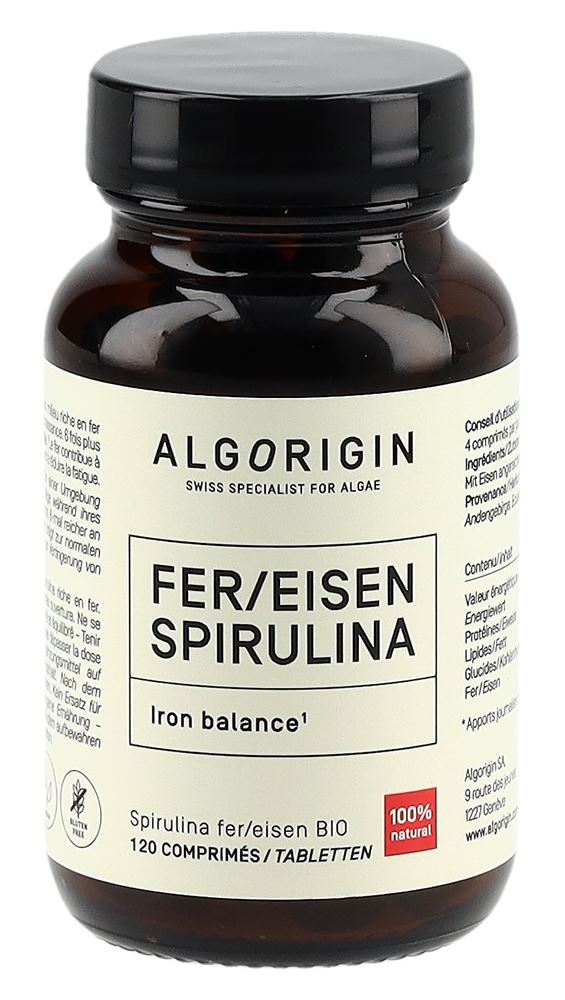 Image of Algorigin Eisen Spirulina Tabl Bio Glasfl 120 Stk