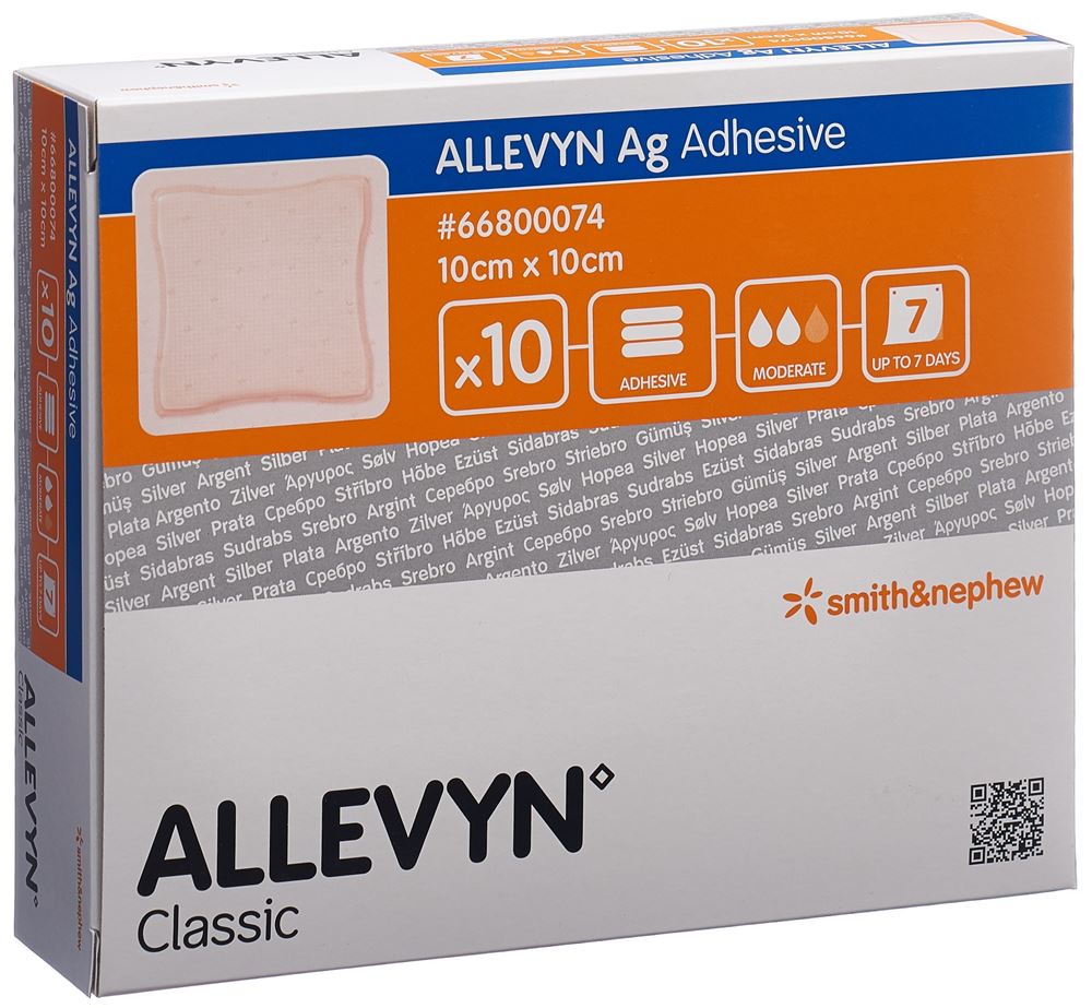Image of Allevyn Ag Adhesive Wundkompresse 10x10cm 10 Stk