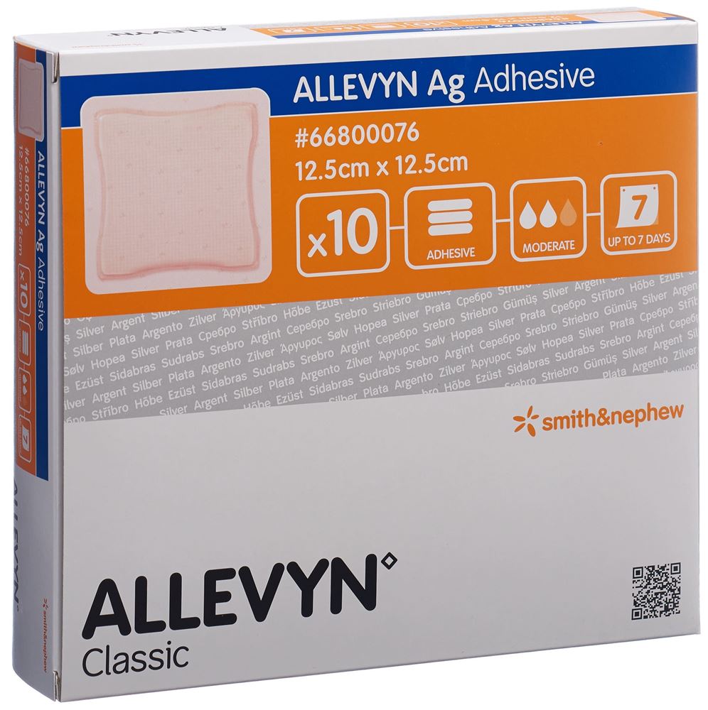 Image of Allevyn Ag Adhesive Wundkompresse 12.5x12.5cm 10 Stk