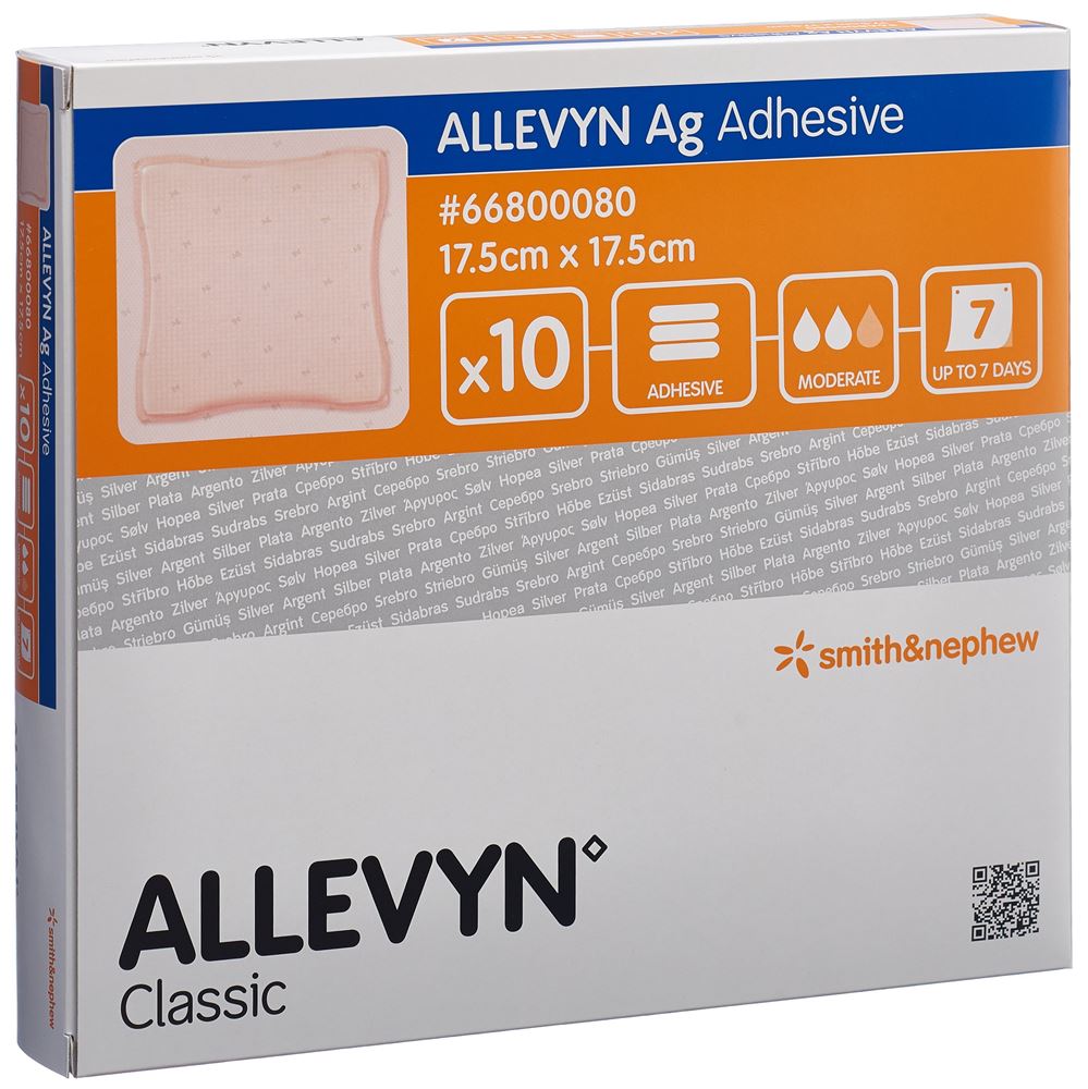 Image of Allevyn Ag Adhesive Wundkompresse 17.5x17.5cm 10 Stk