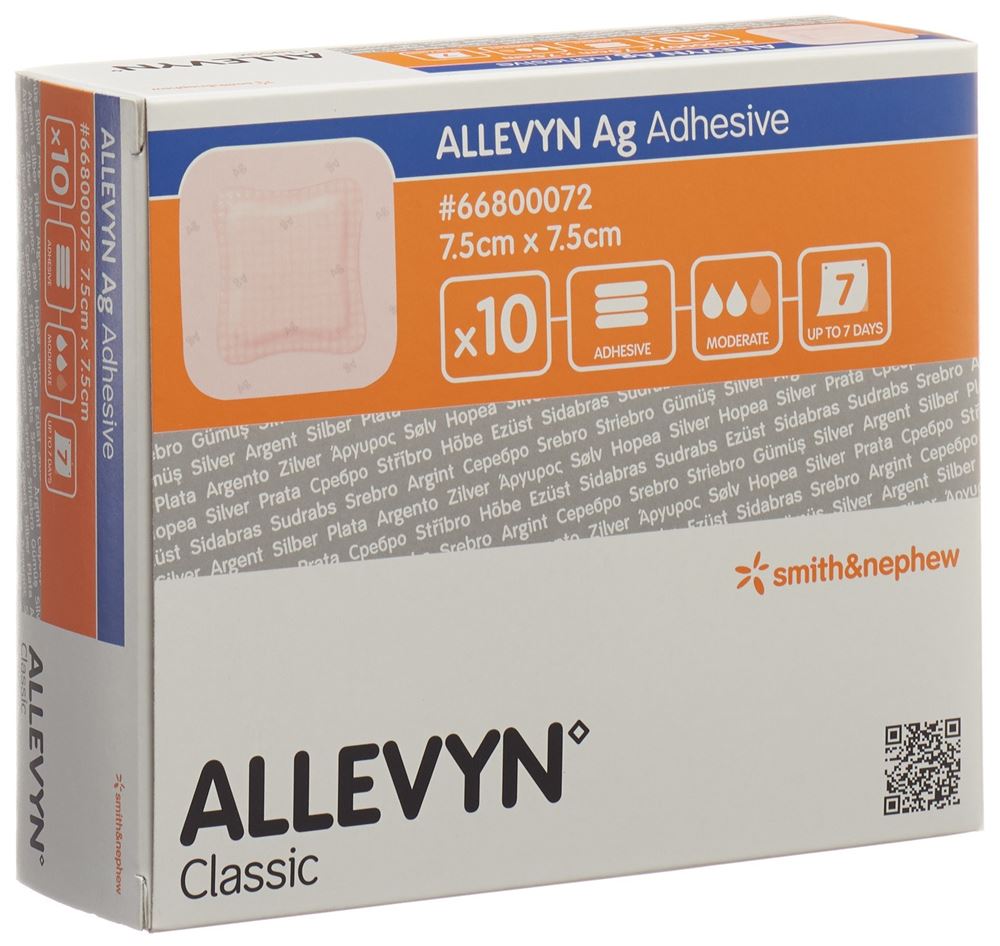 Image of Allevyn Ag Adhesive Wundkompresse 7.5x7.5cm 10 Stk