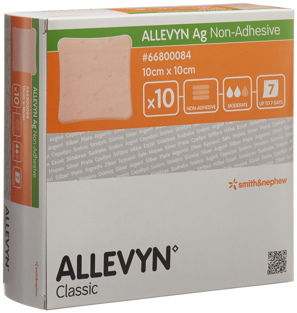 Image of Allevyn Ag Non-Adhesive Wundkompresse 10x10cm 10 Stk
