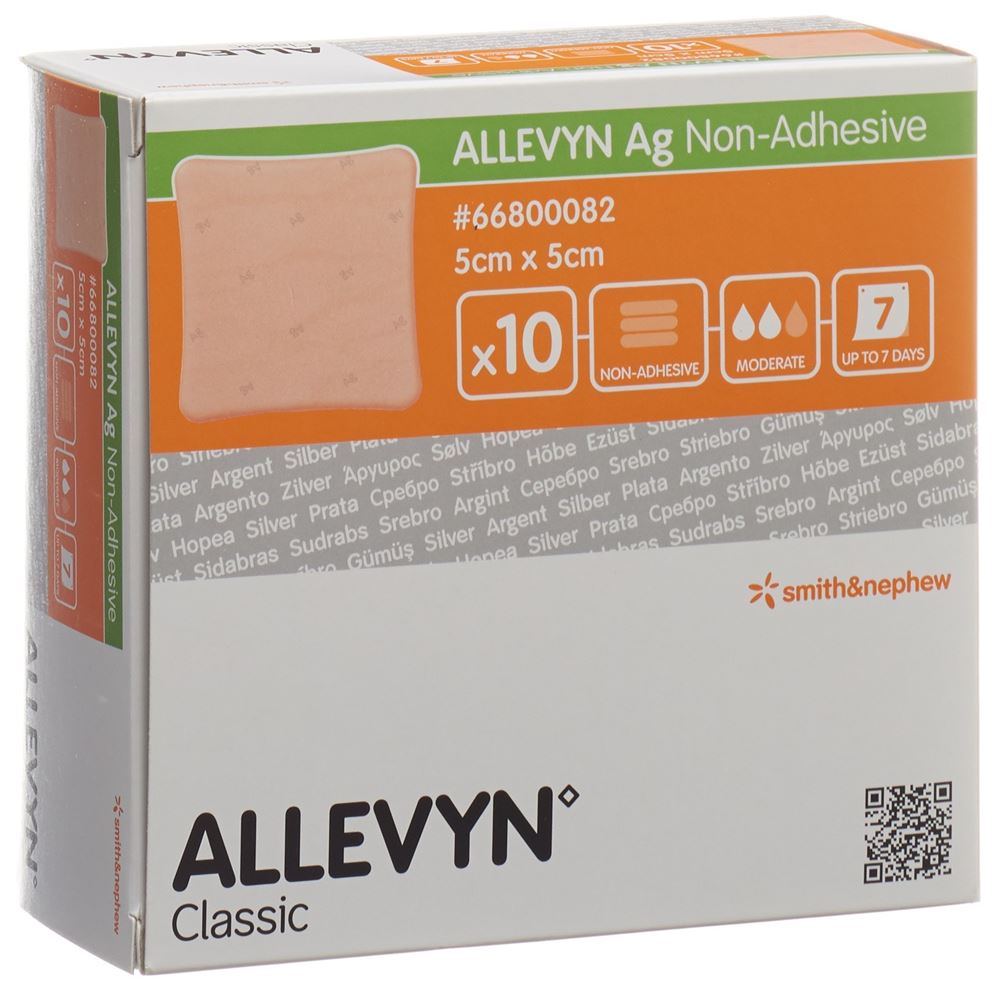 Image of Allevyn Ag Non-Adhesive Wundkompresse 5x5cm 10 Stk
