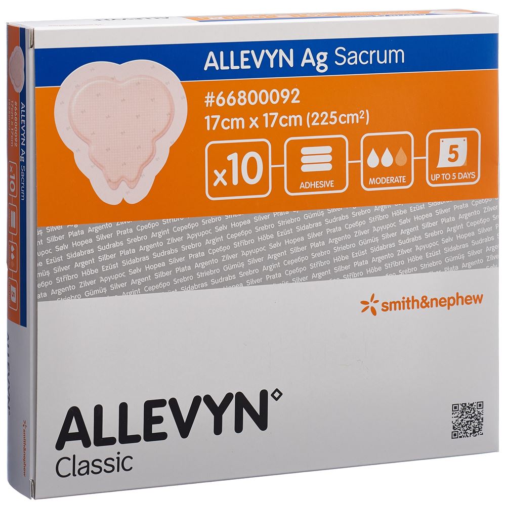 Image of Allevyn Ag Sacrum Wundkompresse 17x17cm 10 Stk