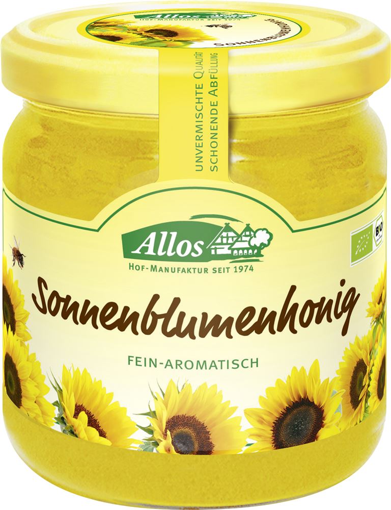 Image of Allos Honig Sonnenblumen Glas 500 g
