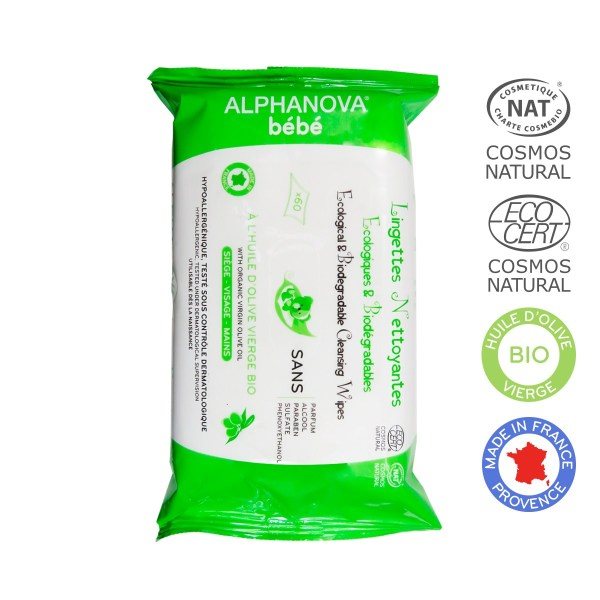 Image of Alphanova BB Pflegetücher Olivenöl ohne Parfume und Alkohol 60 Stk