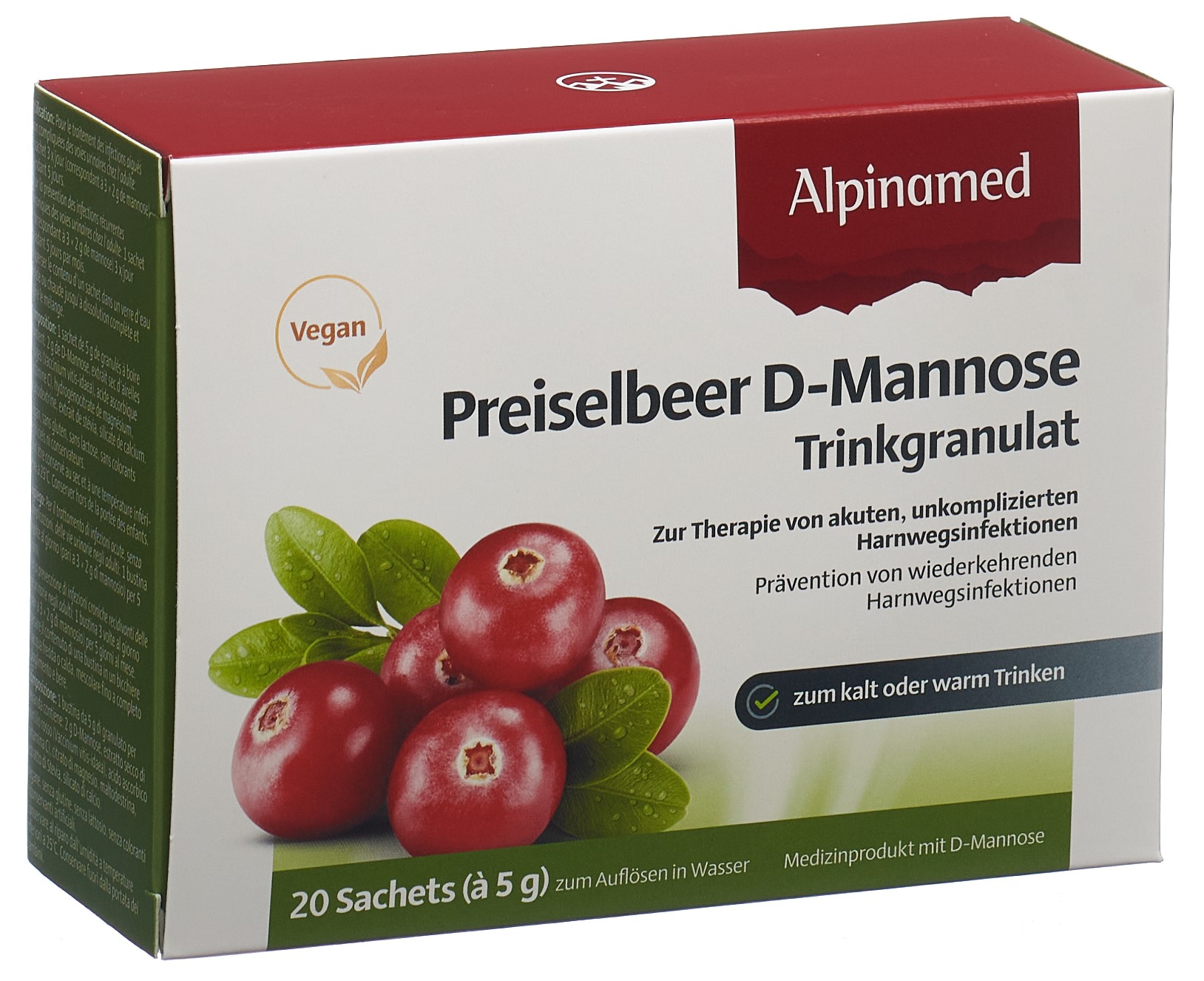 Alpinamed Airelle rouge D-Mannose boisson instantanée en granulés 20 sach 5 g