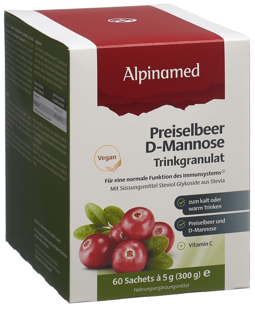 Alpinamed Airelle rouge D-Mannose boisson instantanée en granulés 60 sach 5 g