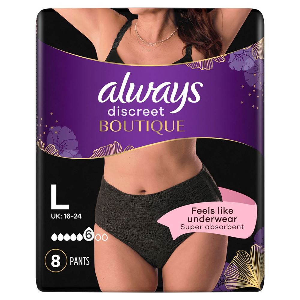 always Discreet Boutique incontinence Pants L noir 8 pce
