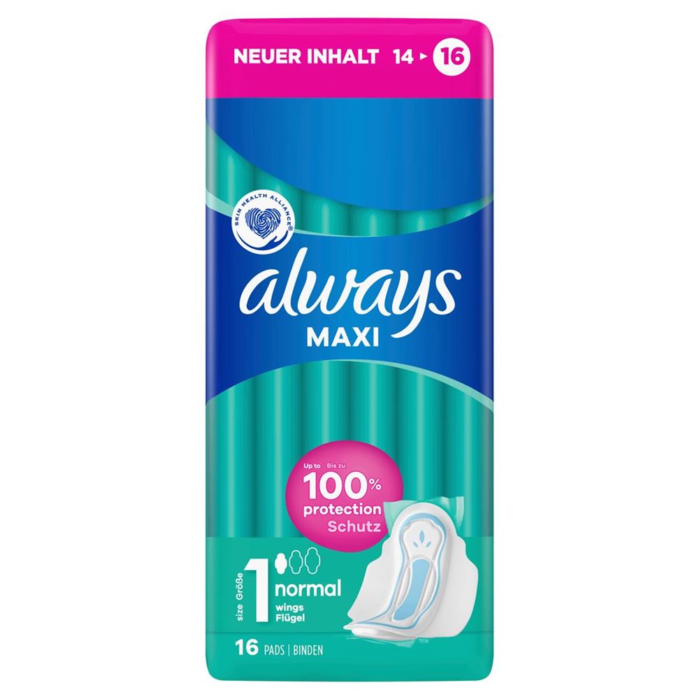 Image of always Maxi Binde Normal mit Flügeln 16 Stk