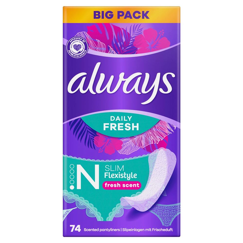 always Slipeinlage Daily Fresh Flexistyle Slim mit Frischeduft BigPack 74 Stk