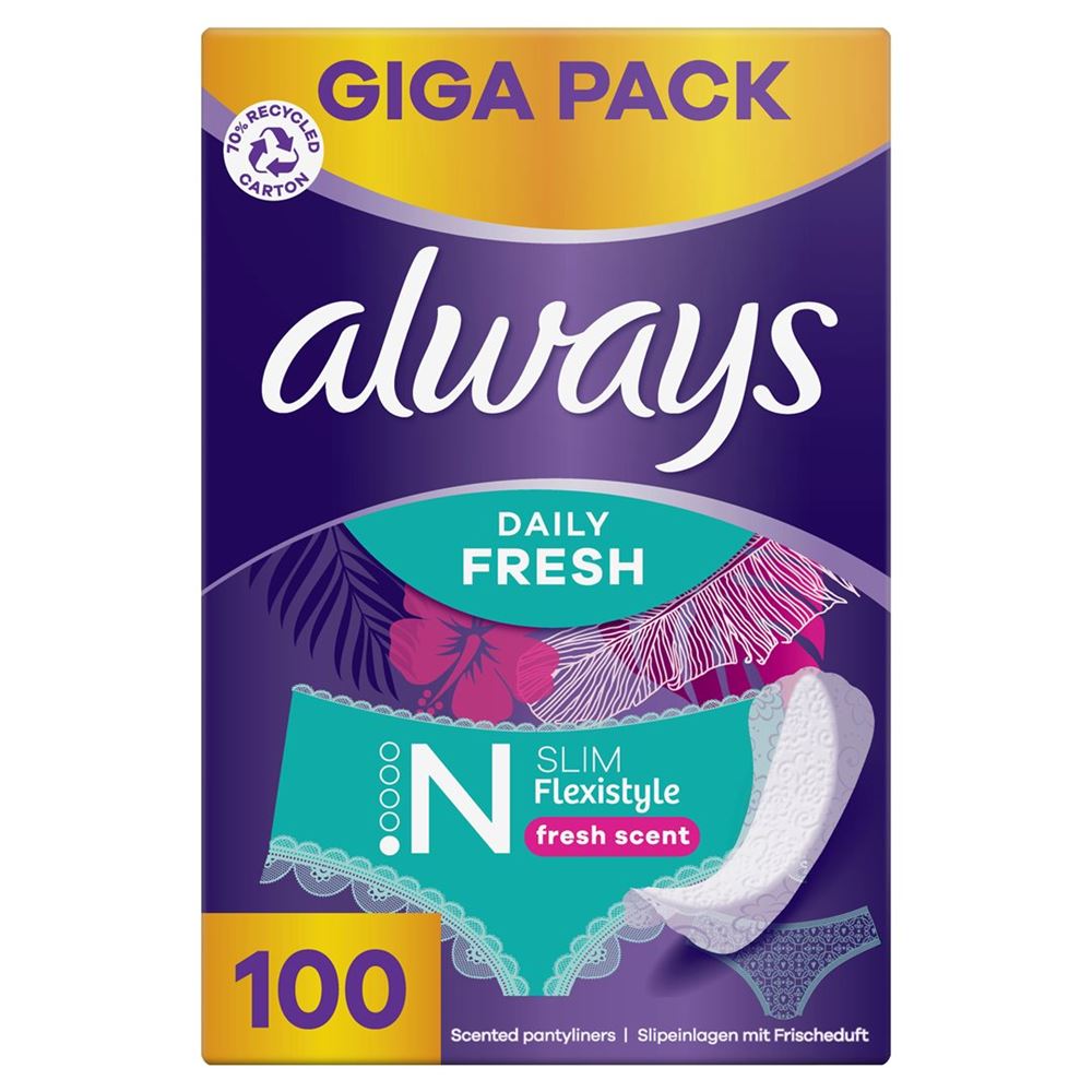 Image of always Slipeinlage Daily Fresh Flexistyle Slim mit Frischeduft GigaPack 100 Stk